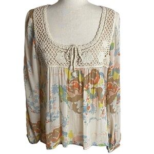 Sanctuary crochet peasant boho top sheer size S